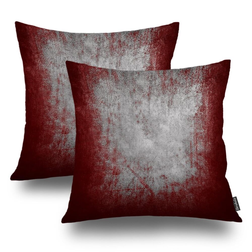3228 Grey Abstract Tie Dye Outdoor Throw Pillow Cover, Dark Red Modern